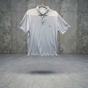Taylor Bird Men's Short Sleeve Polo Golf Shirt Large Golf Clubs Print Preppy Fun